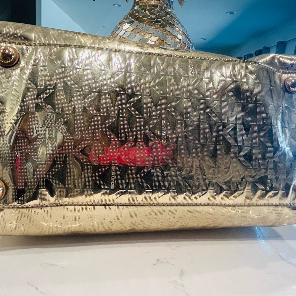 Michael Kors Gold Oversized Satchel Bag - Picture 6 of 10